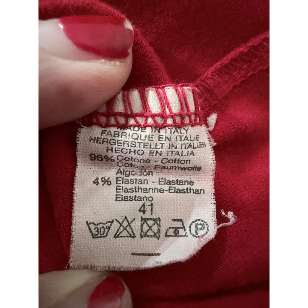 Brandy Melville Top Womens Red Ruched V-Neck Short Sleeve Cotton Baby Tee